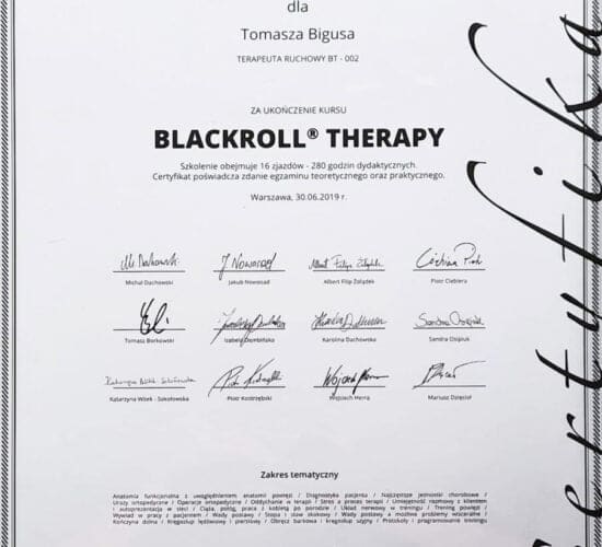 Certyfikat BLACKROLL – trening powięziowy