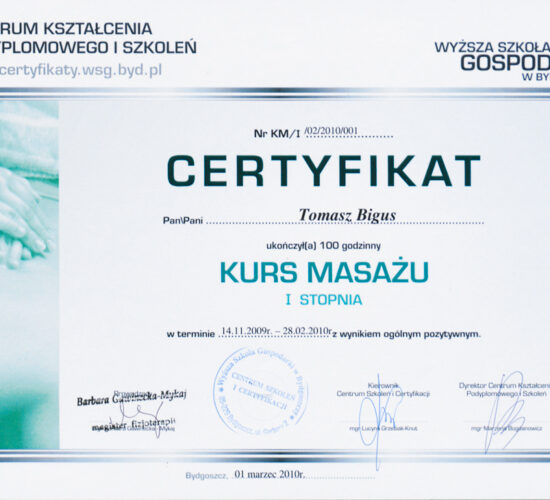 certyfikat - trener personalny Olsztyn